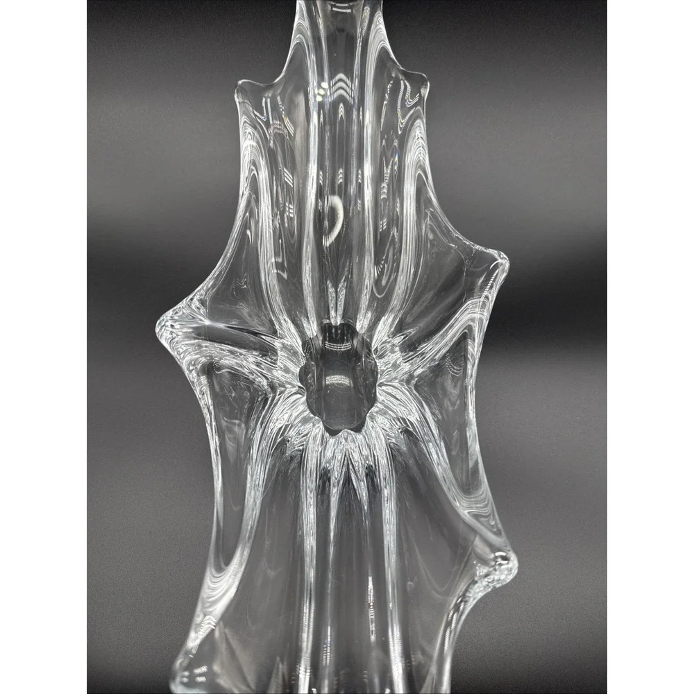 Daum France Sculptural Centerpiece Crystal Vase Signed